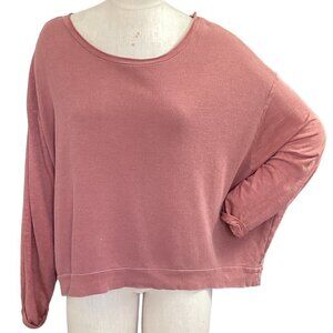LAmade Cotton Modal Relaxed Tie Back Long Sleeve Top L Mauve 178B